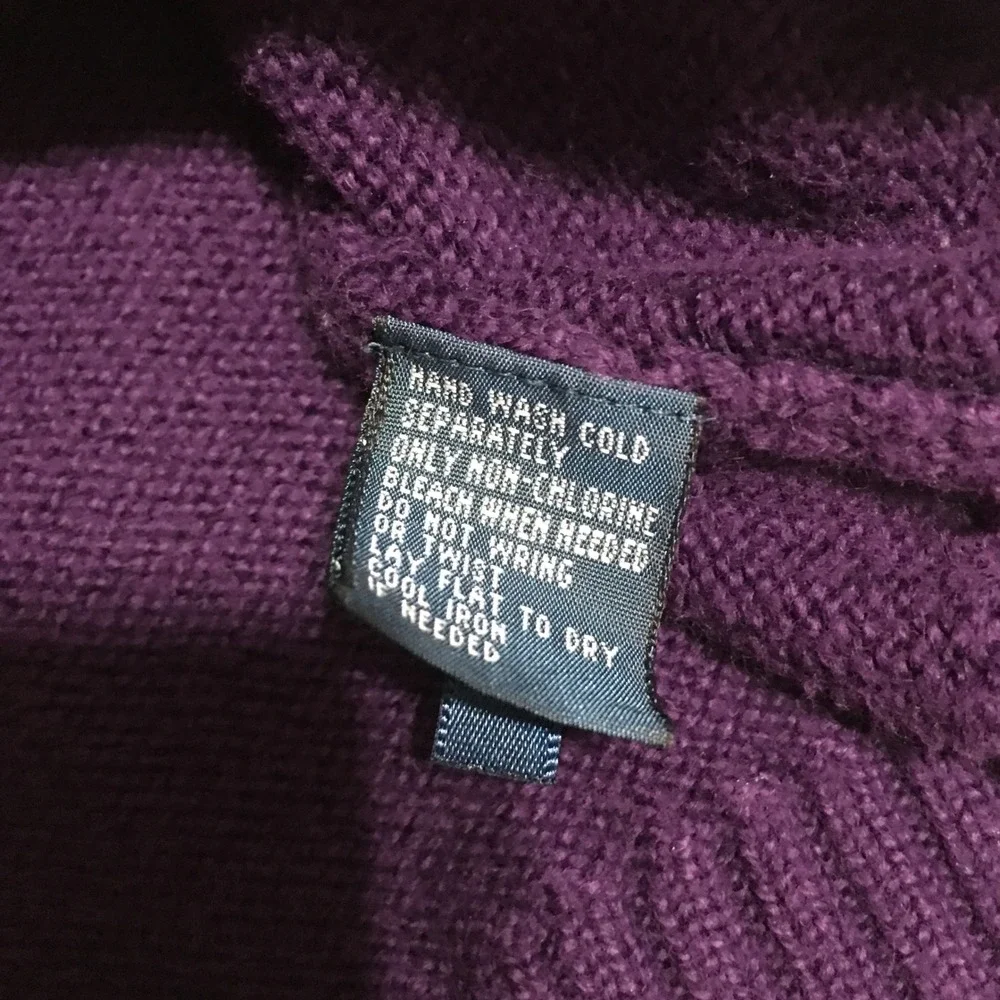 Polo Ralph Lauren Mock Neck Sweater Mens Medium Purple Cotton Knit 3 Button